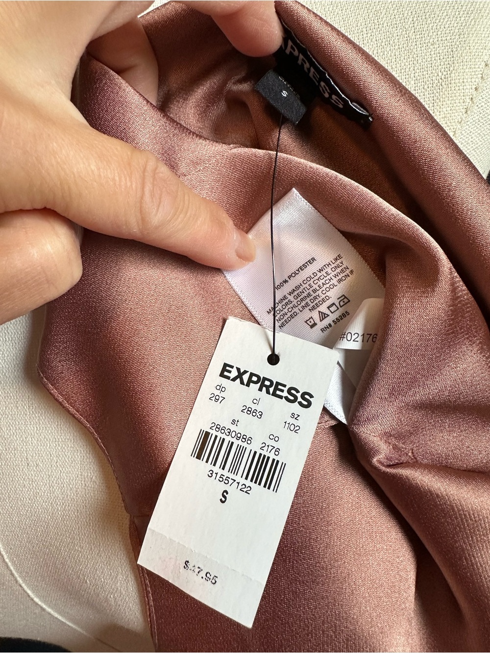 Satin Square-Neck Dusty Rose Crop Top with Corset Outline size Small - Picture 5 of 5